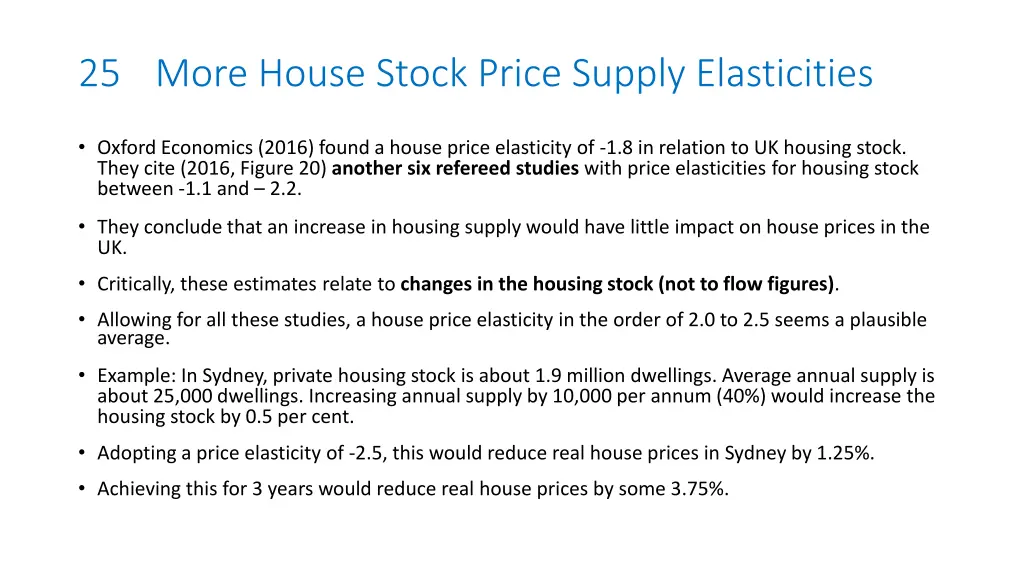 25 more house stock price supply elasticities