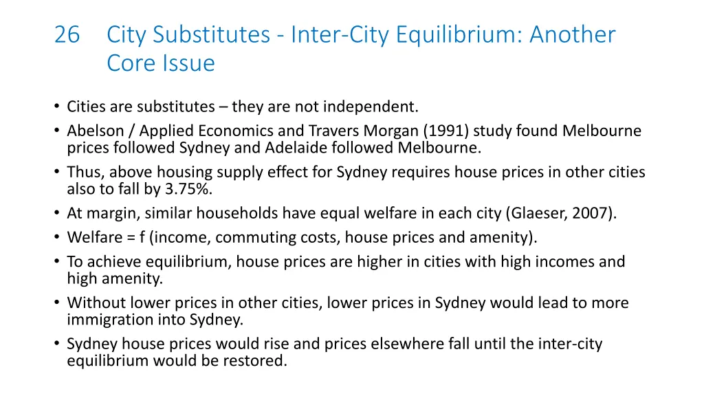 26 city substitutes inter city equilibrium