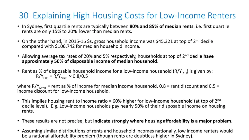 30 explaining high housing costs for low income