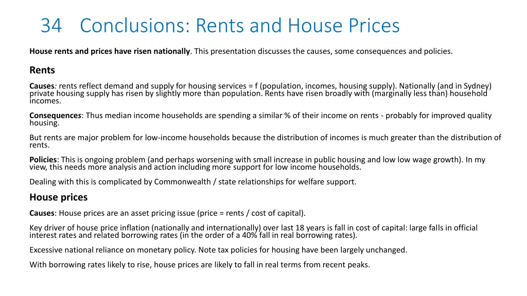 34 conclusions rents and house prices