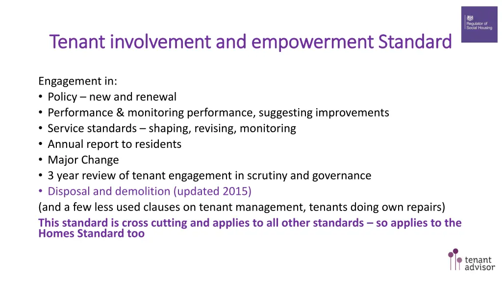 tenant involvement and empowerment standard