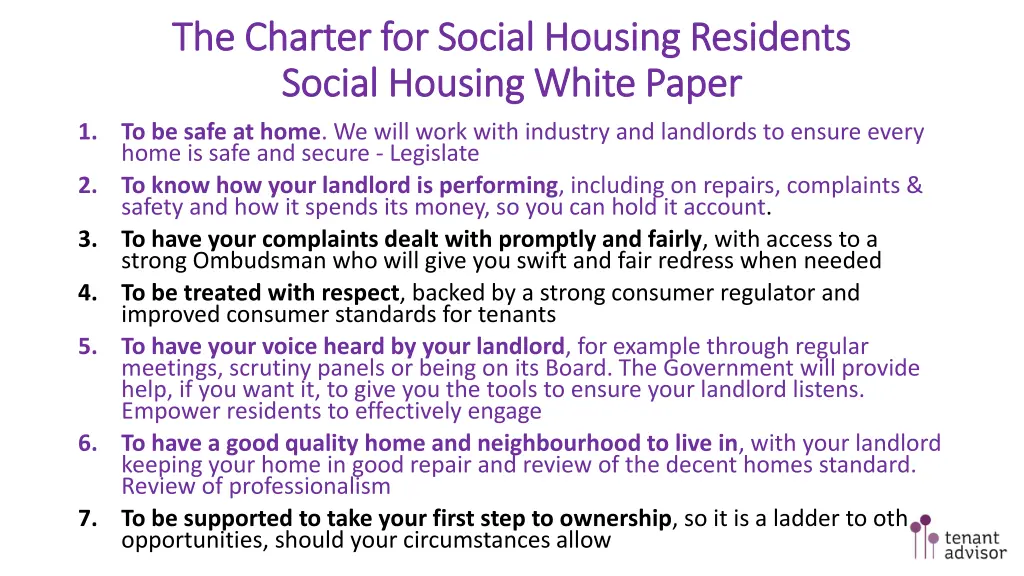 the charter for social housing residents