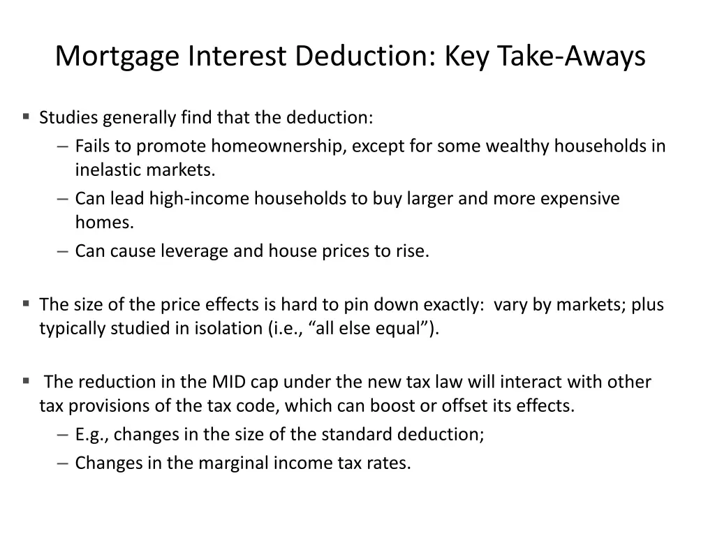 mortgage interest deduction key take aways