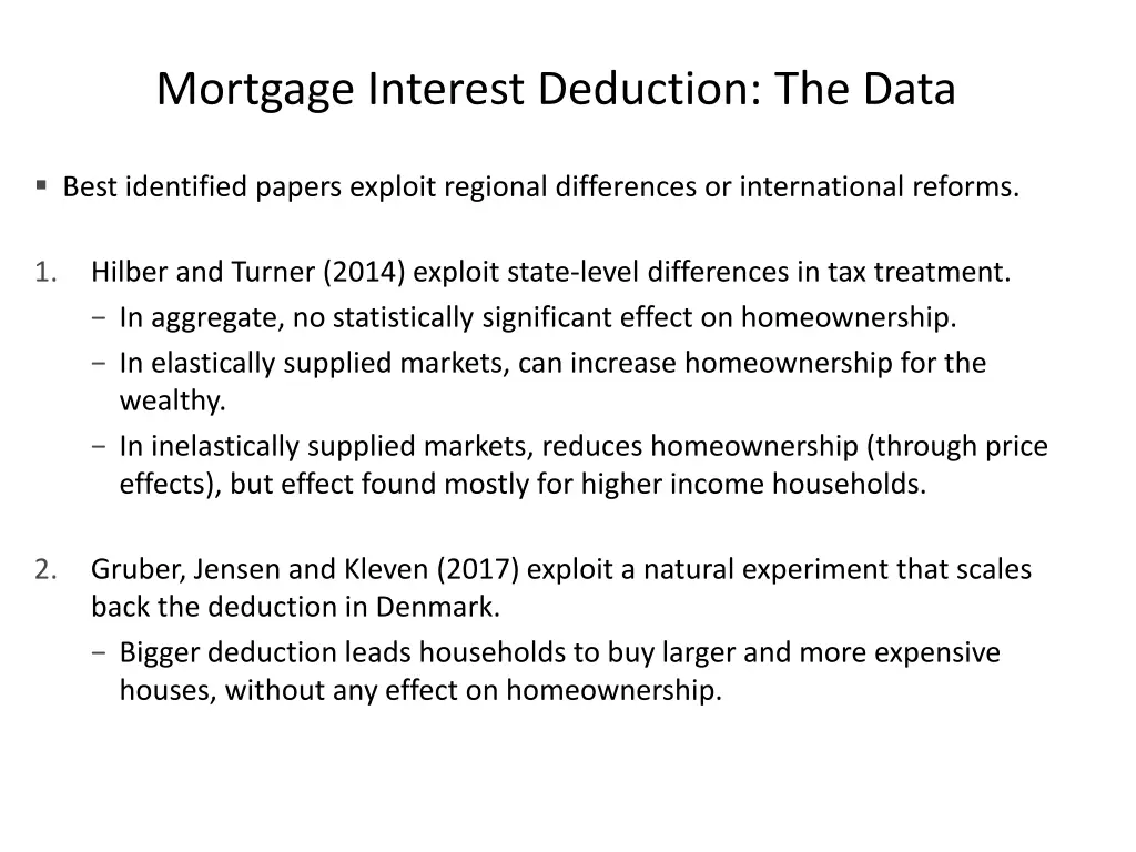 mortgage interest deduction the data