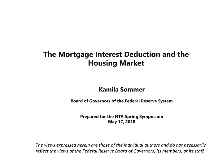 the mortgage interest deduction and the housing