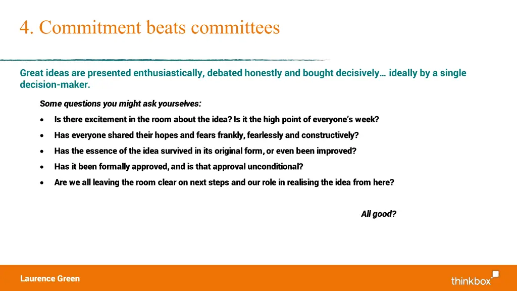 4 commitment beats committees