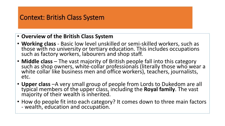 context british class system context british