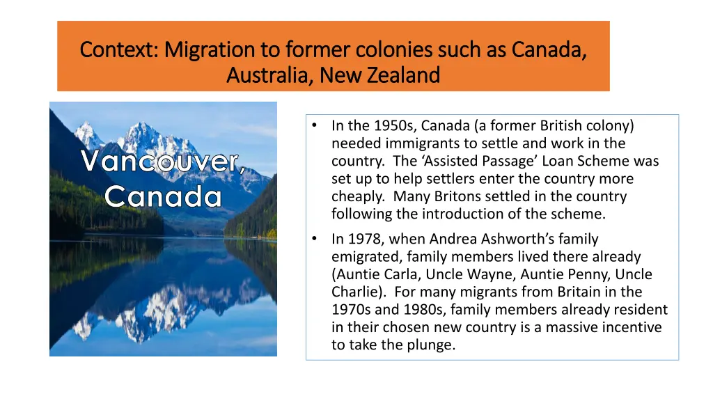 context migration to former colonies such