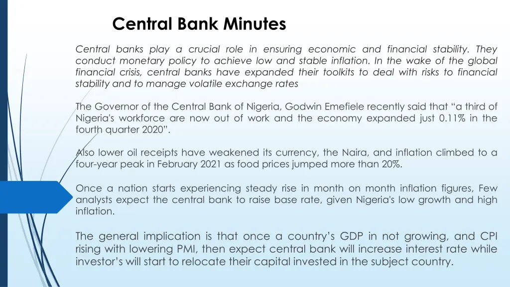 central bank minutes