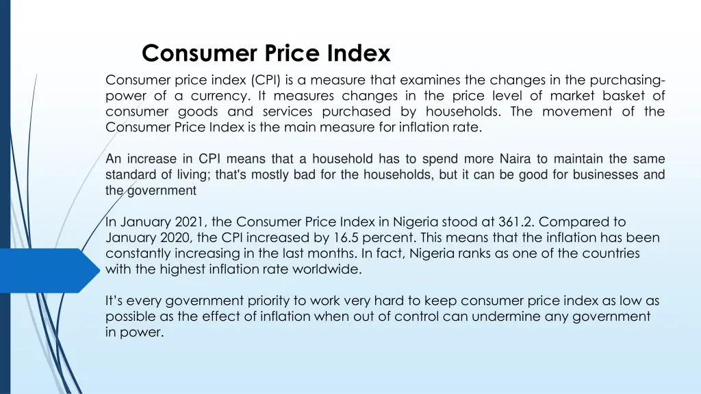 consumer price index consumer price index