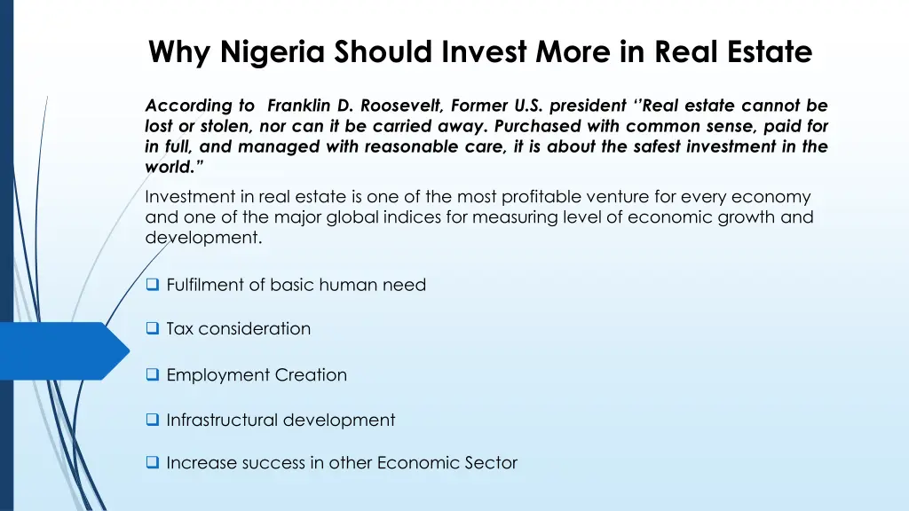 why nigeria should invest more in real estate