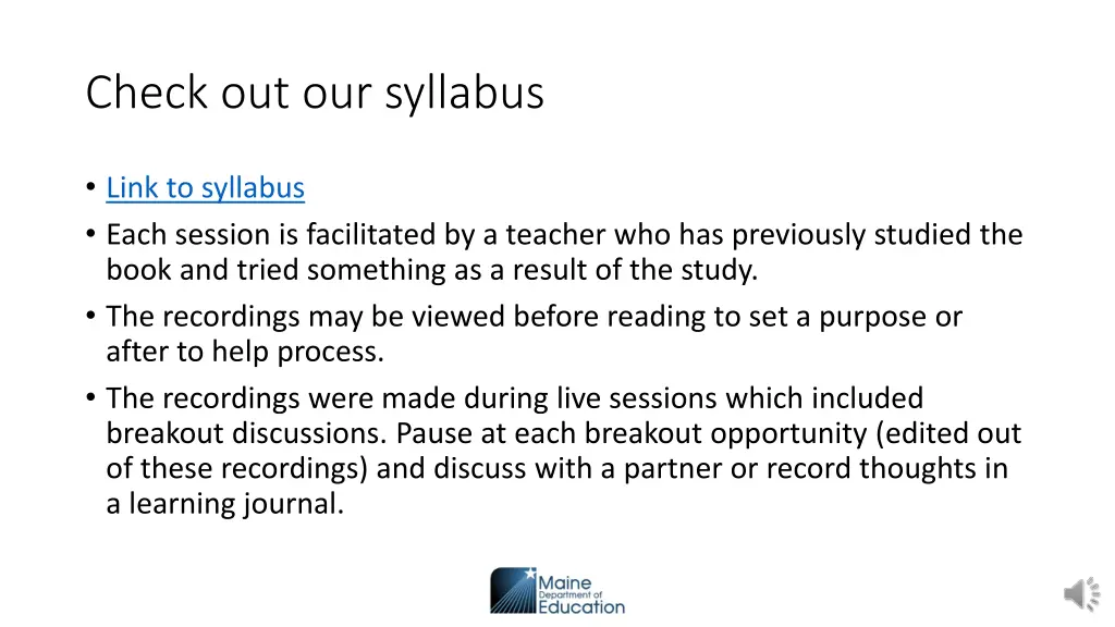 check out our syllabus