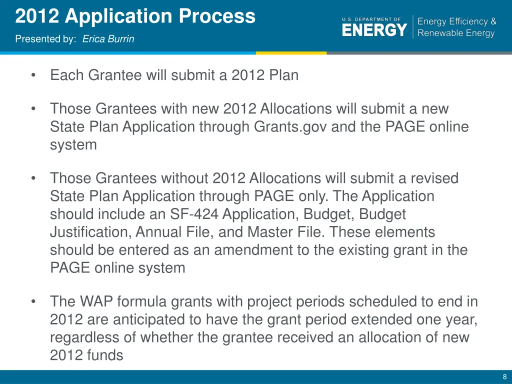 2012 application process