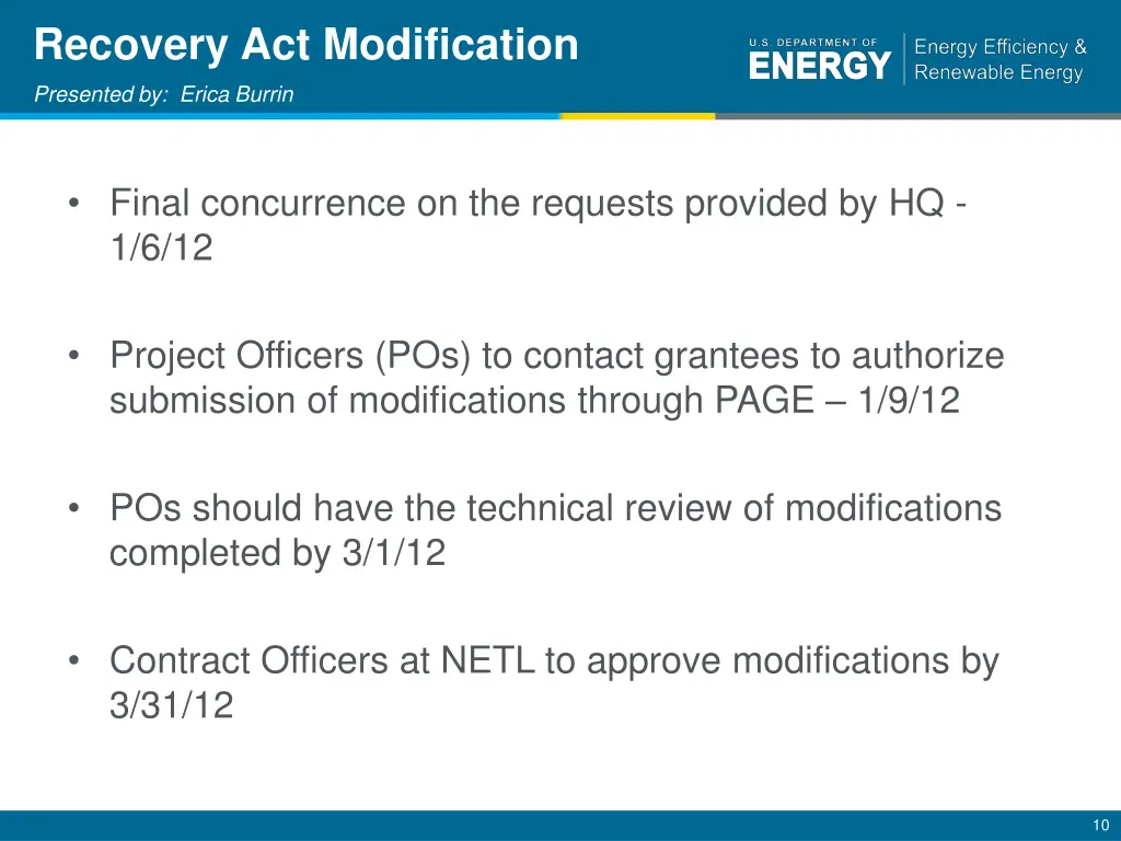 recovery act modification