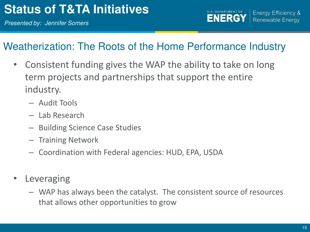 status of t ta initiatives