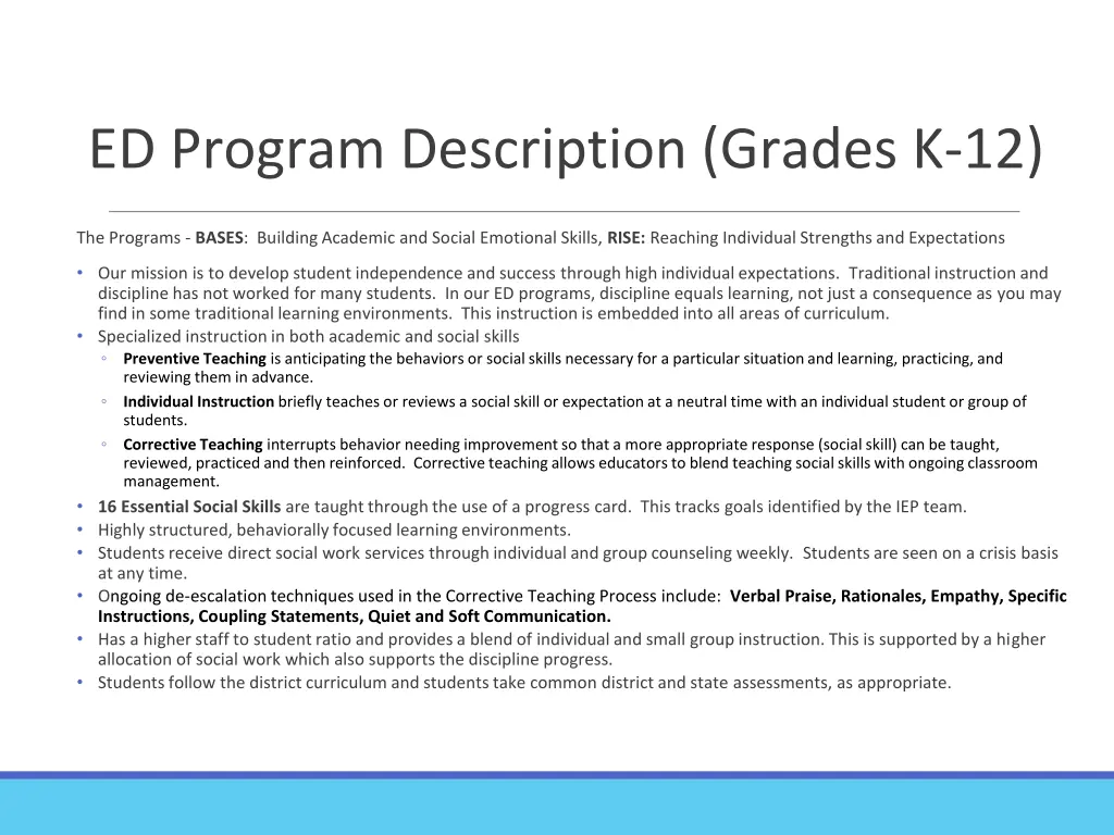 ed program description grades k 12