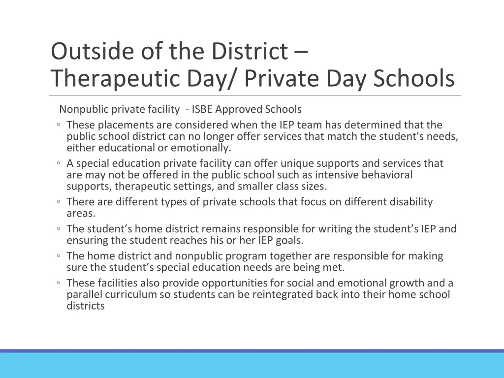 outside of the district therapeutic day private