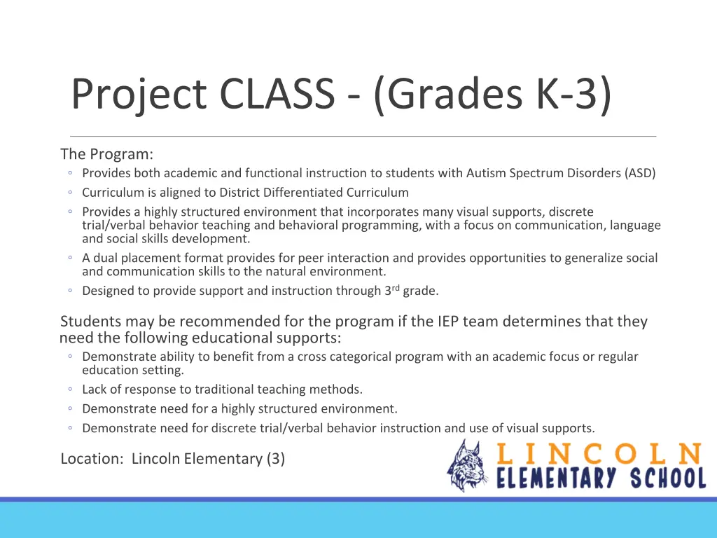 project class grades k 3