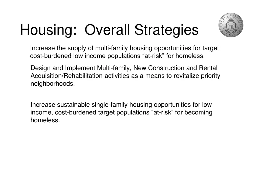 housing overall strategies