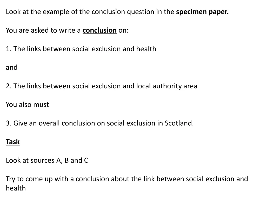 look at the example of the conclusion question