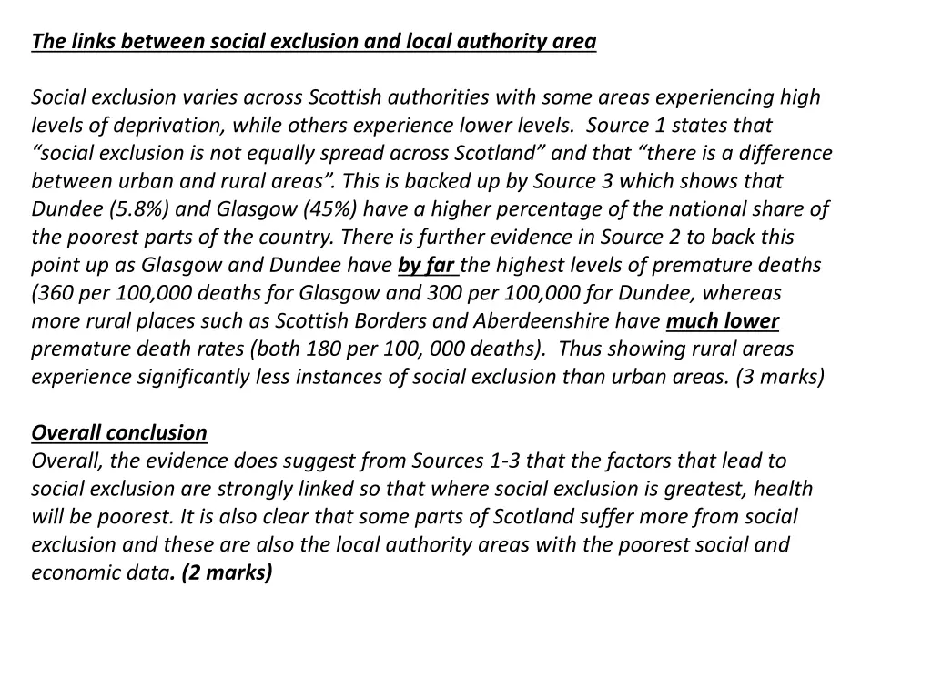 the links between social exclusion and local