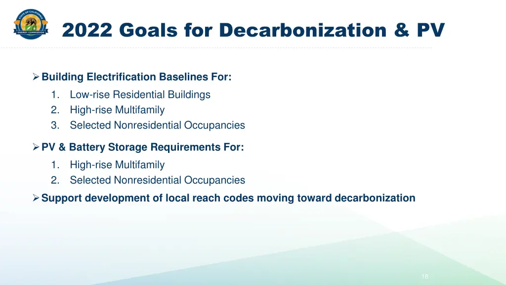 2022 goals for decarbonization pv