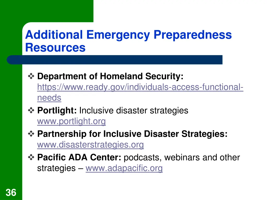 additional emergency preparedness resources