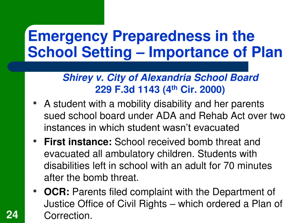 emergency preparedness in the school setting