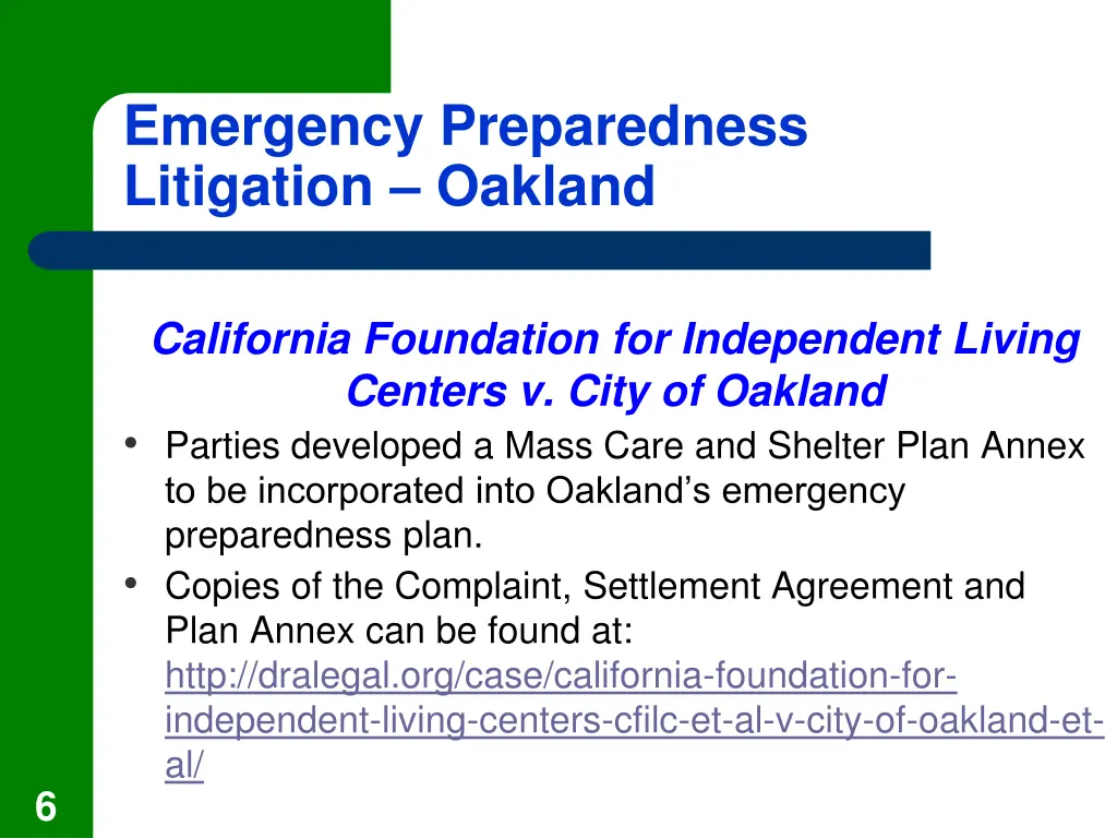 emergency preparedness litigation oakland 1