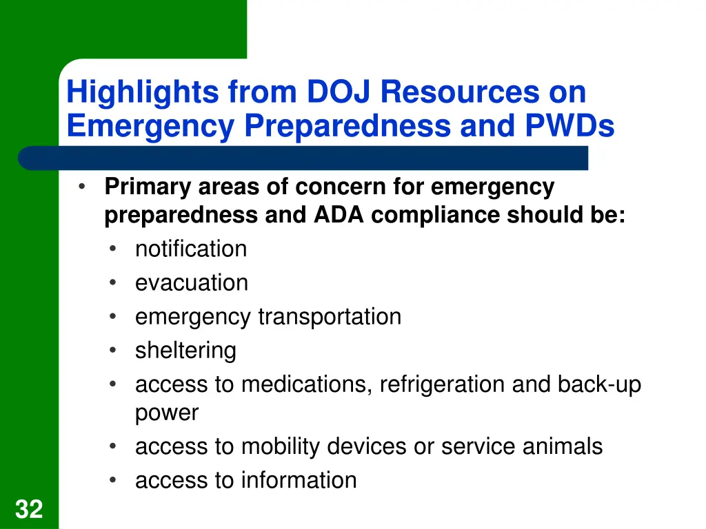 highlights from doj resources on emergency