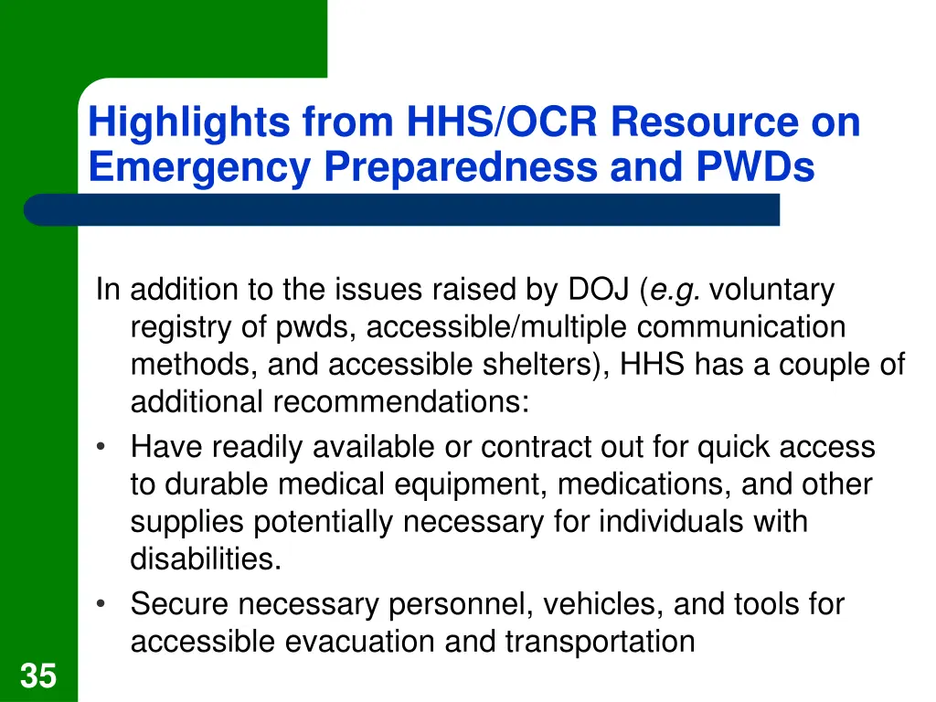 highlights from hhs ocr resource on emergency