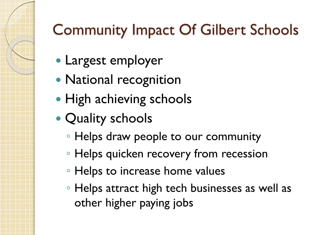 community impact of gilbert schools