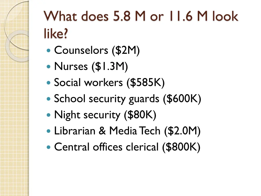 what does 5 8 m or 11 6 m look like counselors