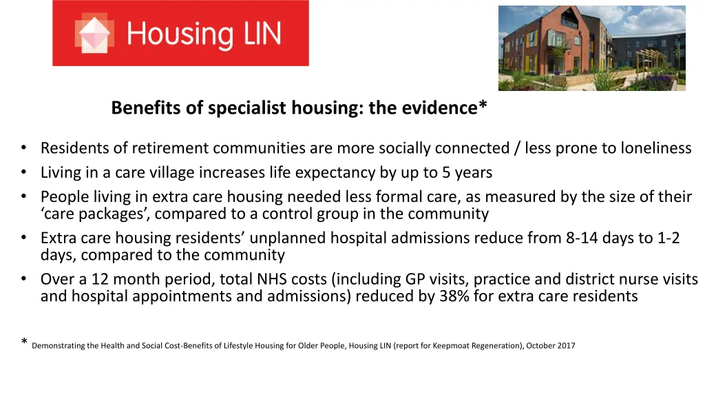 benefits of specialist housing the evidence