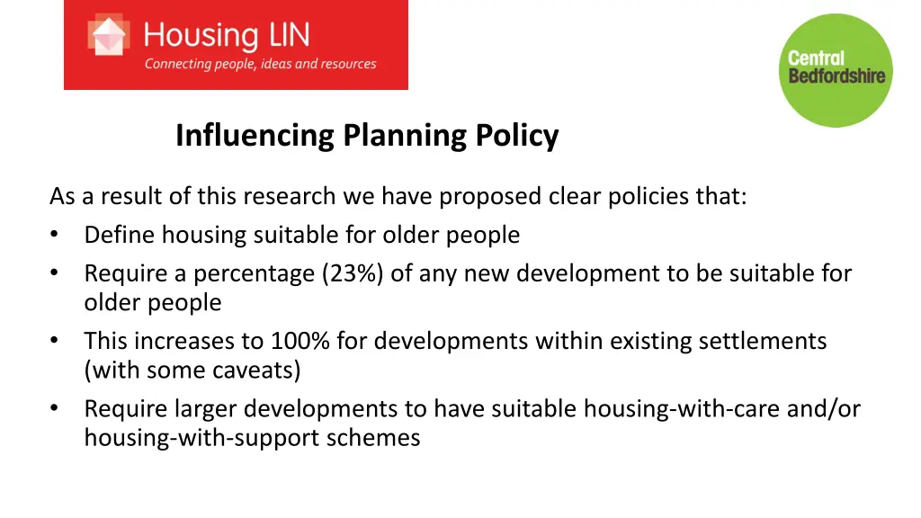 influencing planning policy