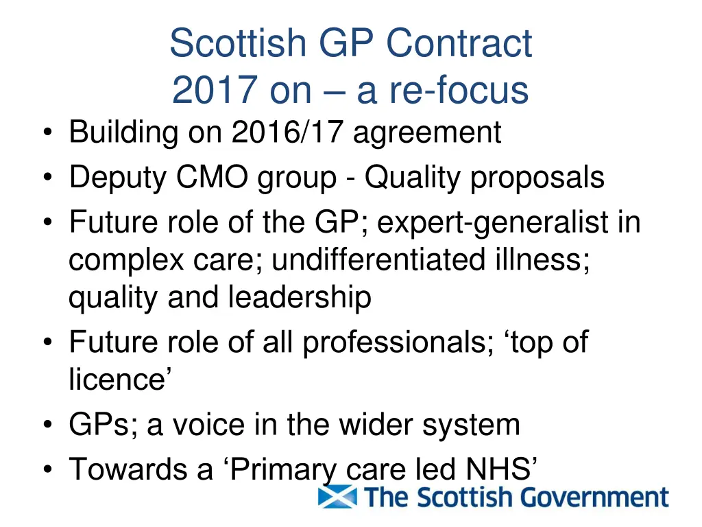 scottish gp contract 2017 on a re focus building