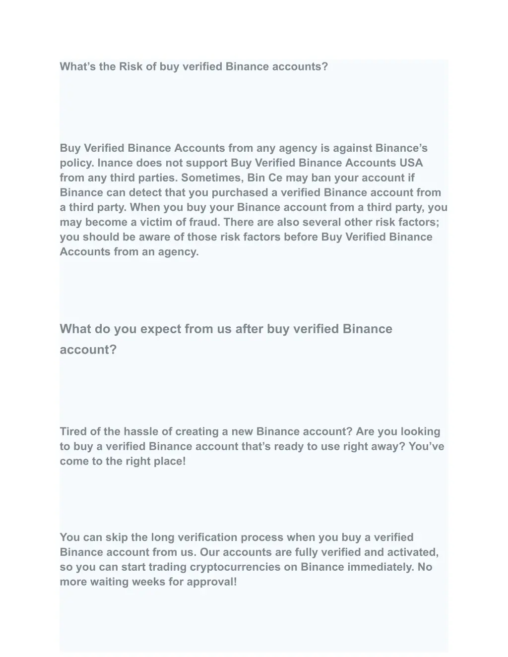 what s the risk of buy verified binance accounts