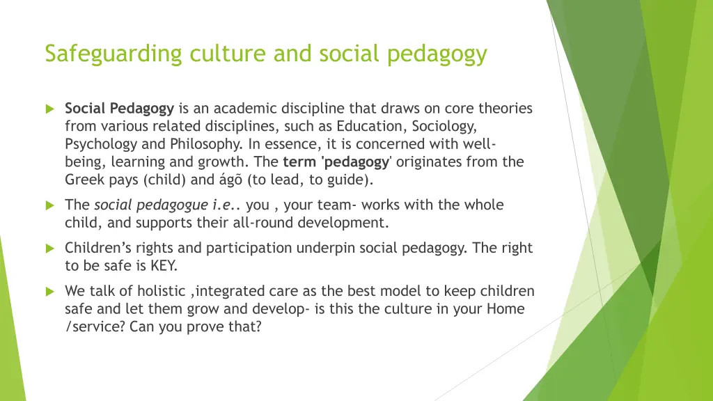 safeguarding culture and social pedagogy