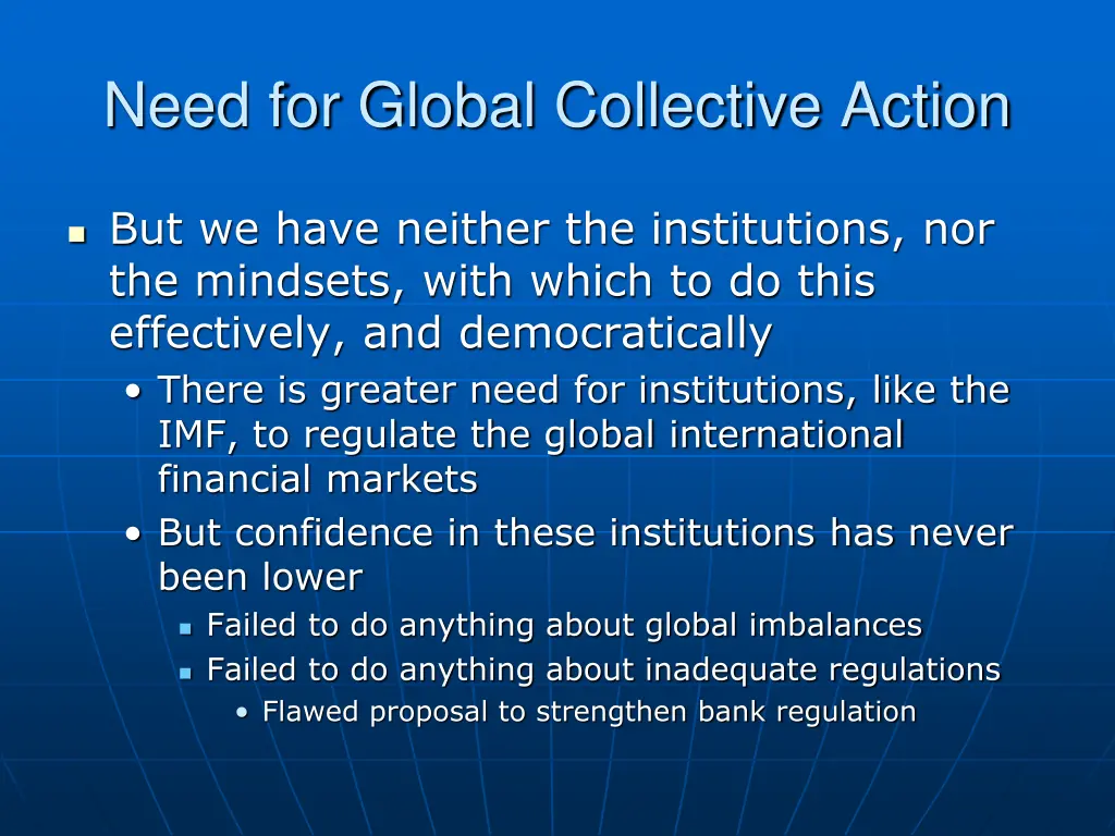 need for global collective action