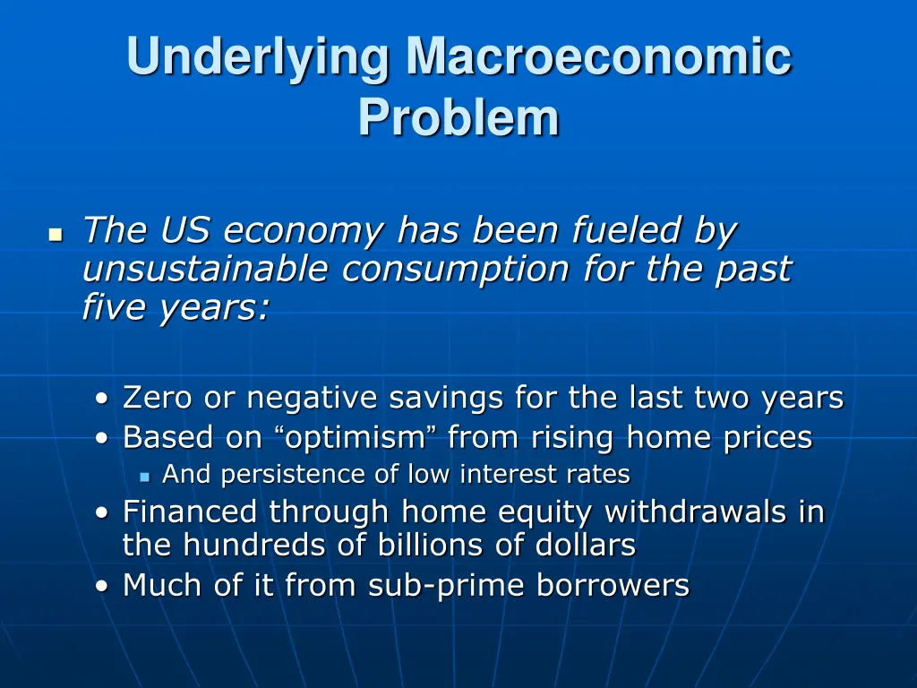 underlying macroeconomic problem