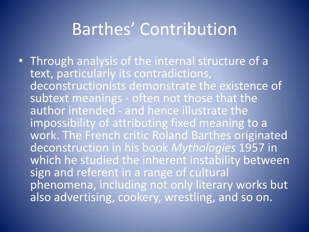 barthes contribution