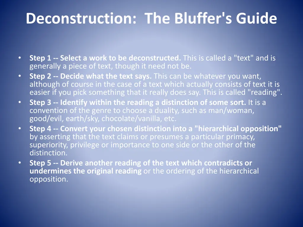 deconstruction the bluffer s guide