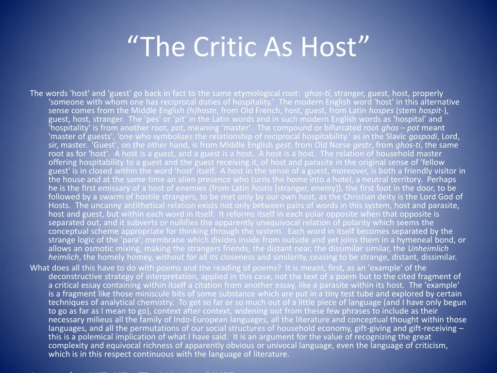 the critic as host