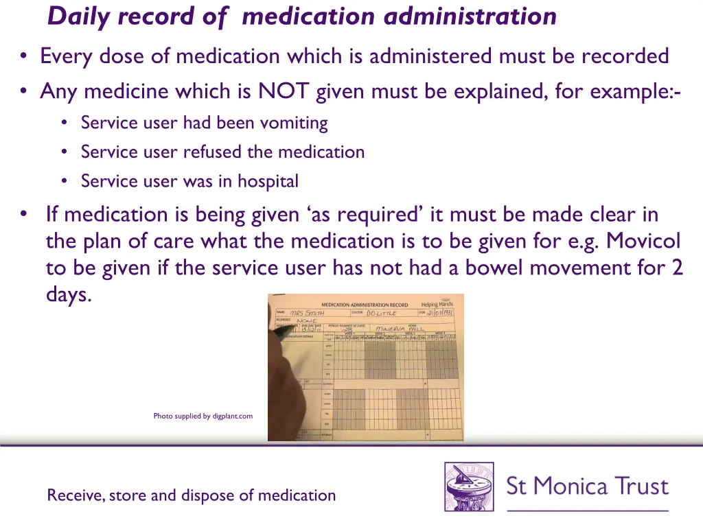 daily record of medication administration every