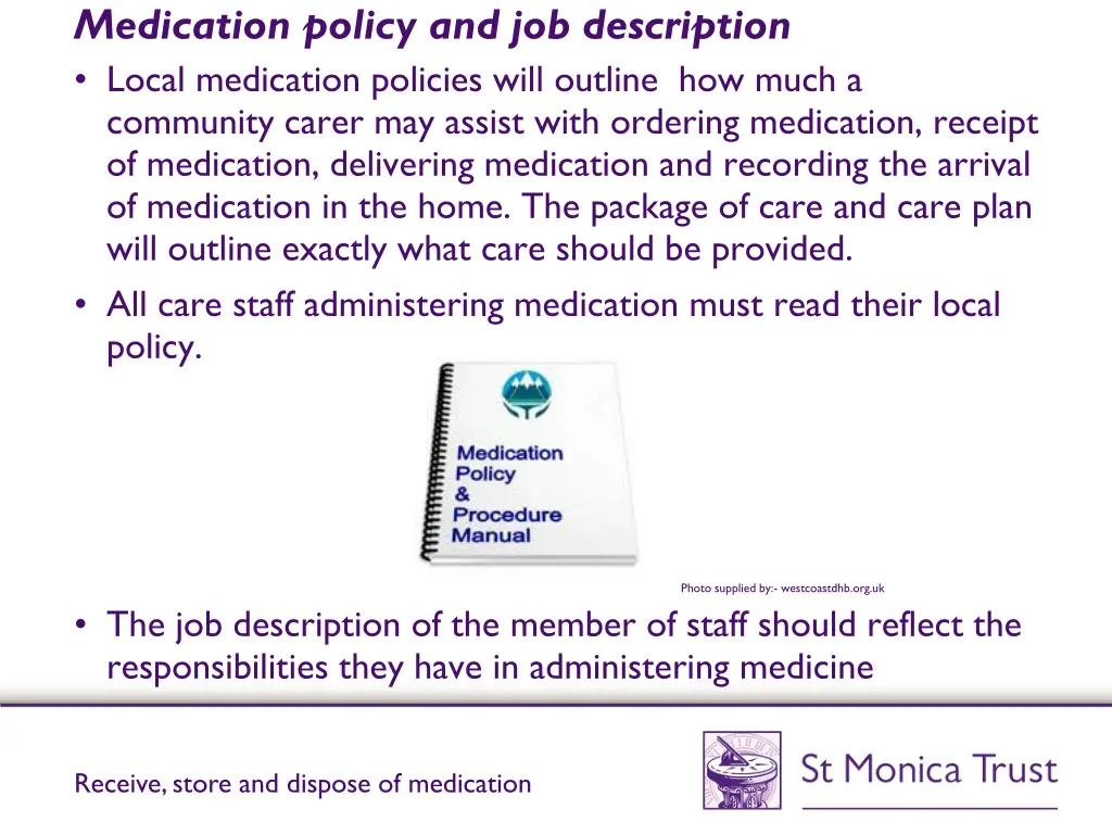 medication policy and job description local