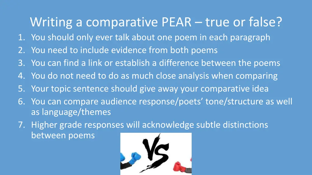 writing a comparative pear true or false