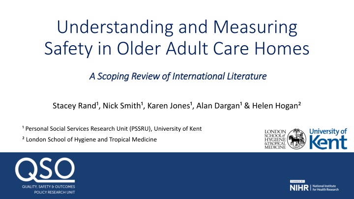 understanding and measuring safety in older adult