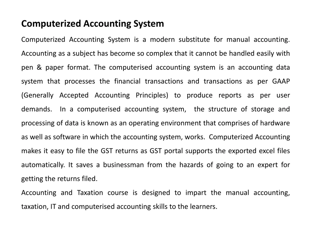 computerized accounting system