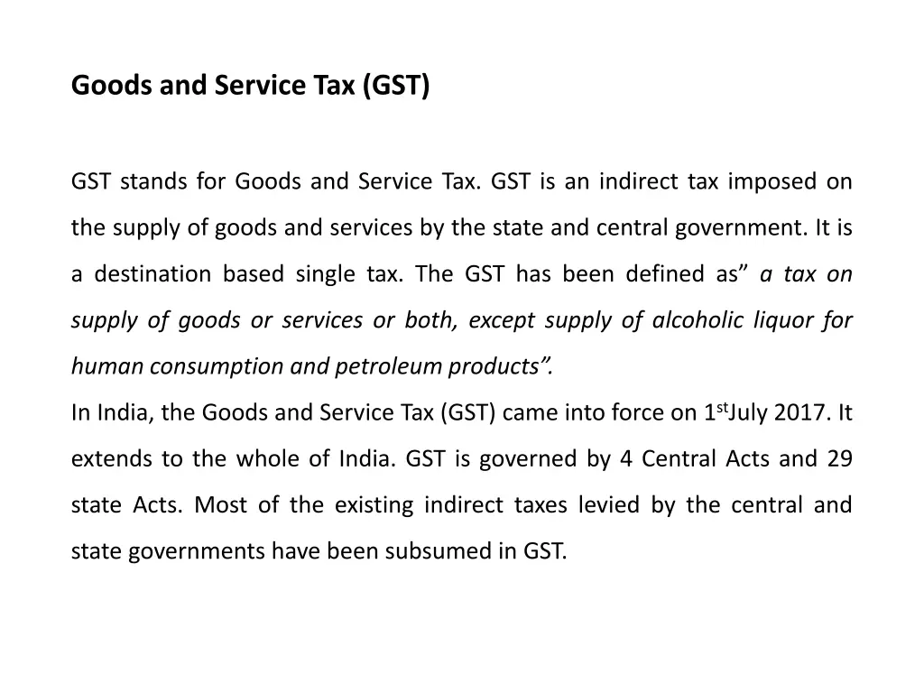 goods and service tax gst