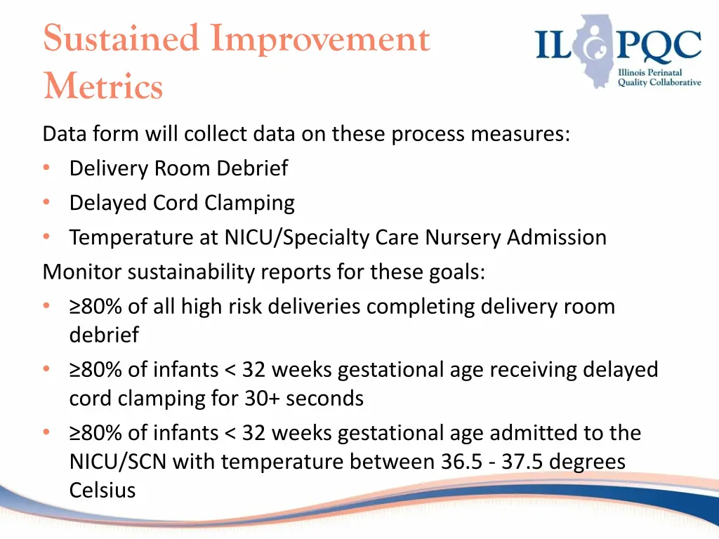 sustained improvement metrics